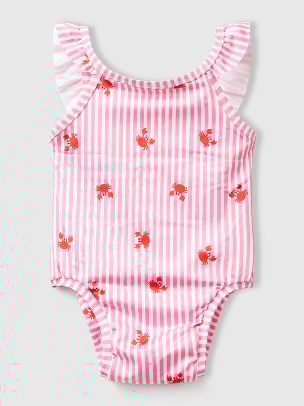 Striped one-piece swimsuit with crabs New Born (0-18 months)